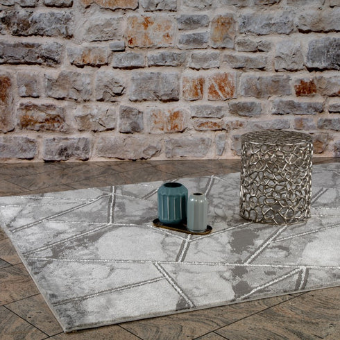 Marmaris 402 Silver Grey Rug with Geometric Pattern - ADORE RUGS and FLOORING